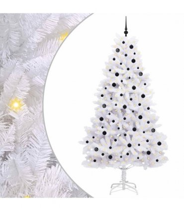 vidaXL Artificial Hinged Christmas Tree White 240 cm PVC and Steel — Colour: Black