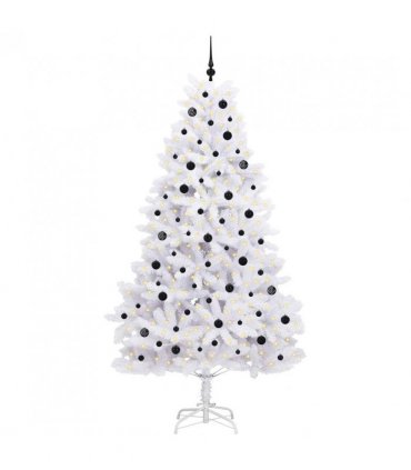vidaXL Artificial Hinged Christmas Tree White 240 cm PVC and Steel — Colour: Black