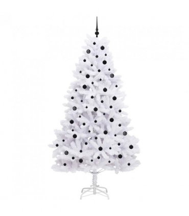 vidaXL Artificial Hinged Christmas Tree White 240 cm PVC and Steel — Colour: Black