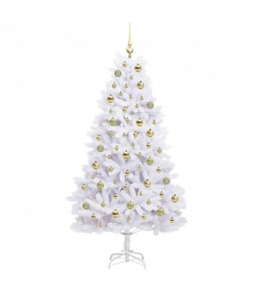 vidaXL Artificial Hinged Christmas Tree White 180 cm PVC and Steel — Colour: Gold