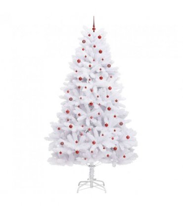 vidaXL Artificial Hinged Christmas Tree White 300 cm PVC and Steel — Colour: Red