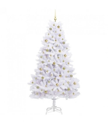 vidaXL Artificial Hinged Christmas Tree White 210 cm PVC and Steel — Colour: Gold