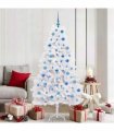 vidaXL Artificial Hinged Christmas Tree White 180 cm PVC and Steel — Colour: Blue