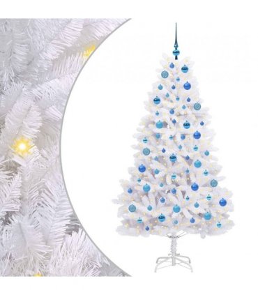 vidaXL Artificial Hinged Christmas Tree White 180 cm PVC and Steel — Colour: Blue