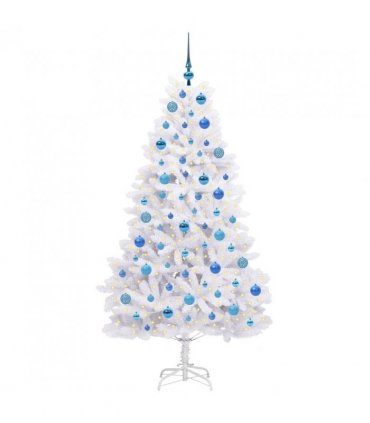 vidaXL Artificial Hinged Christmas Tree White 180 cm PVC and Steel — Colour: Blue