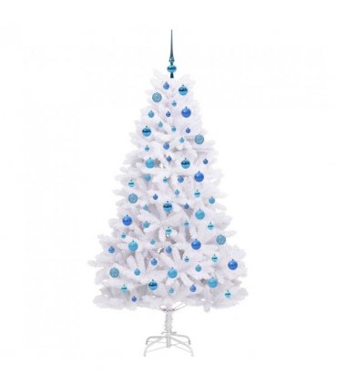 vidaXL Artificial Hinged Christmas Tree White 180 cm PVC and Steel — Colour: Blue