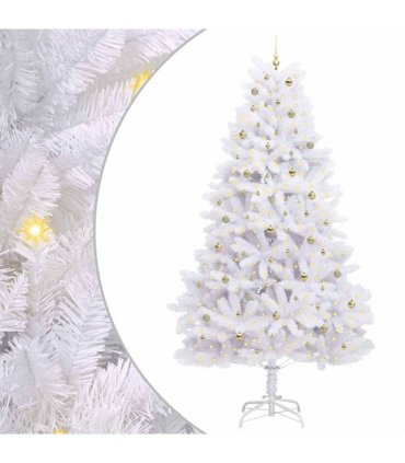 vidaXL Artificial Hinged Christmas Tree White 300 cm PVC and Steel — Colour: Gold