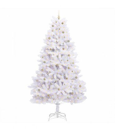 vidaXL Artificial Hinged Christmas Tree White 300 cm PVC and Steel — Colour: Gold