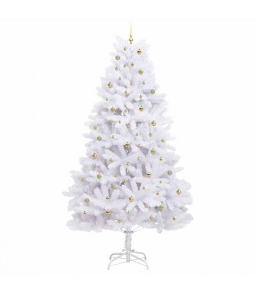 vidaXL Artificial Hinged Christmas Tree White 300 cm PVC and Steel — Colour: Gold