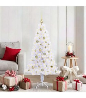 vidaXL Artificial Christmas Tree with Stand White 150 cm PVC and Steel — Colour: Gold