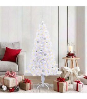 vidaXL Artificial Christmas Tree with Stand White 150 cm PVC and Steel — Colour: Silver