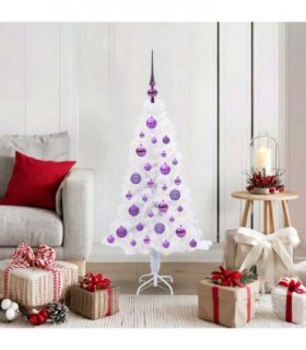 vidaXL Artificial Christmas Tree with Stand White 120 cm PVC and Steel — Colour: Lilac