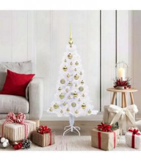 vidaXL Artificial Christmas Tree with Stand White 120 cm PVC and Steel — Colour: Gold