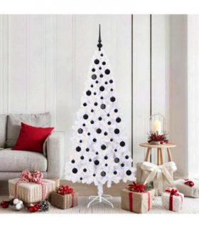vidaXL Artificial Christmas Tree with Stand White 180 cm PVC and Steel — Colour: Black