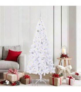 vidaXL Artificial Christmas Tree with Stand White 180 cm PVC and Steel — Colour: Silver