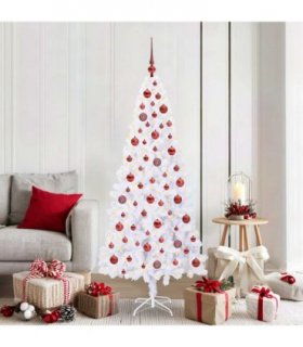 vidaXL Artificial Christmas Tree with Stand White 180 cm PVC and Steel — Colour: Red