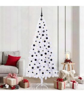 vidaXL Artificial Christmas Tree with Stand White 210 cm PVC and Steel — Colour: Black