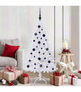 vidaXL Artificial Christmas Tree with Stand White 150 cm PVC and Steel — Colour: Black — V0672010805