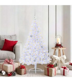 vidaXL Artificial Christmas Tree with Stand White 150 cm PVC and Steel — Colour: Silver — V0672010836