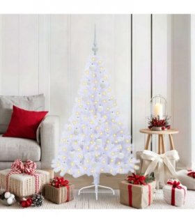 vidaXL Artificial Christmas Tree with Stand White 150 cm PVC and Steel — V0672010839