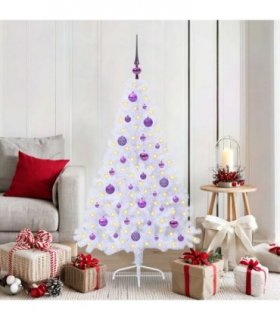 vidaXL Artificial Christmas Tree with Stand White 150 cm PVC and Steel — Colour: Lilac — V0672010840
