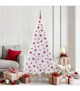 vidaXL Artificial Christmas Tree with Stand White 180 cm PVC and Steel — Colour: Red — V0672010842