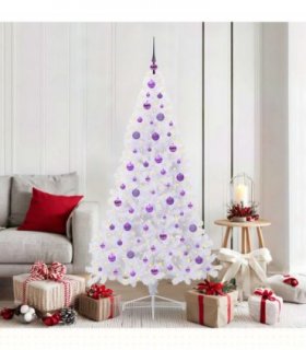 vidaXL Artificial Christmas Tree with Stand White 180 cm PVC and Steel — Colour: Lilac — V0672010843