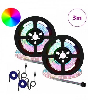 vidaXL LED Strip 2 pcs Black and Transparent 750 mm Copper and Plastic — Model: LED strip 2 branches (with PU rubber)