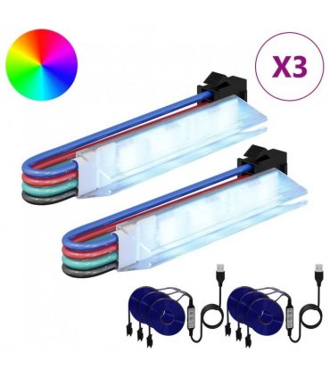vidaXL LED Strip 2 pcs Black and Multicolour 1745 mm — Model: LED strip 3 branches