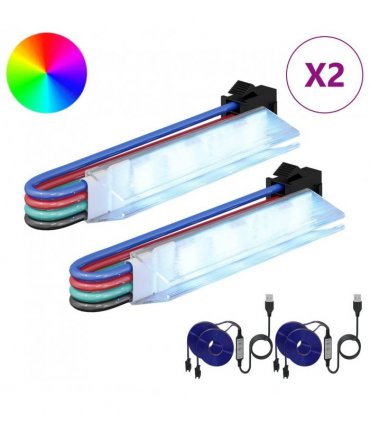 vidaXL LED Strip 2 pcs Black and Multicolour 1745 mm — Model: LED strip 2 branches
