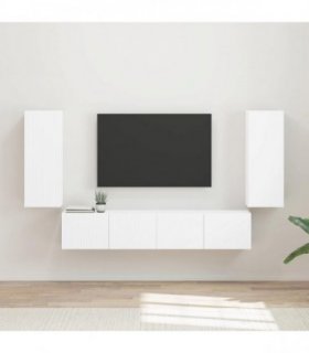 vidaXL TV Wall Cabinet Set Wall-mounted 4 pcs White Engineered Wood