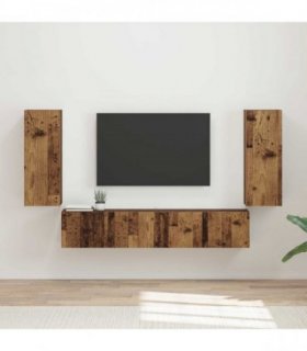vidaXL TV Wall Cabinet Set Wall-mounted 4 pcs Old Wood Engineered Wood