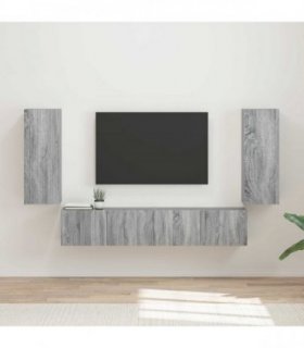 vidaXL TV Wall Cabinet Set 4 pcs Grey Sonoma Engineered Wood