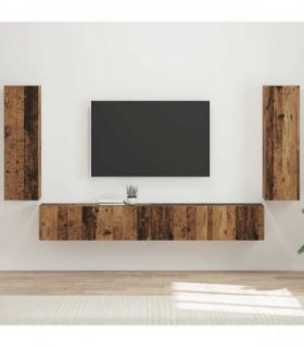 vidaXL TV Wall Cabinet Set 4 pcs 29.5 x 31 x 100 cm Old Wood