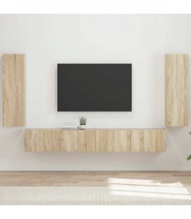 vidaXL TV Wall Cabinet Set 4 pcs Sonoma Oak Engineered Wood