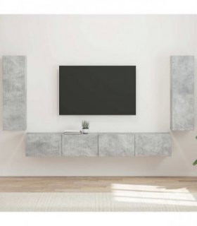vidaXL TV Wall Cabinet Set 4 pcs Concrete Grey Engineered Wood — V0672010956