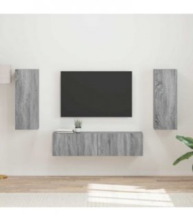 vidaXL TV Cabinet Set Wall-mounted 2 pcs Grey Sonoma Engineered Wood