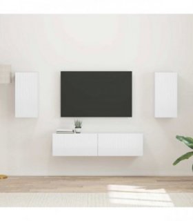 vidaXL TV Cabinet Set 4 pcs High Gloss White Engineered Wood