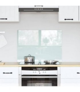 vidaXL Kitchen Backsplash Milk 70 x 50 cm Tempered Glass — Size: 70 x 50 x 0.8 cm
