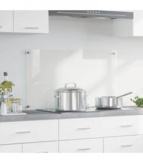 vidaXL Kitchen Backsplash Transparent 90 x 50 cm Tempered Glass — Size: 90 x 50 x 0.8 cm