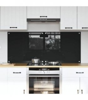 vidaXL Kitchen Backsplash 2 pcs Black 70 x 60 cm Tempered Glass — Size: 70 x 60 x 0.8 cm