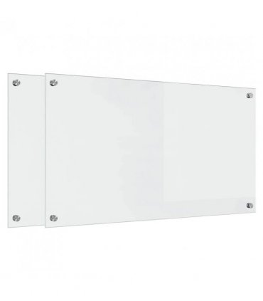 vidaXL Kitchen Backsplash 2 pcs Transparent 90 x 50 cm Tempered Glass — Size: 90 x 50 x 0.8 cm