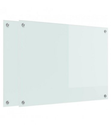 vidaXL Kitchen Backsplash 2 pcs White 80 x 60 cm Tempered Glass — Colour: Milk, Size: 80 x 60 x 0.8 cm