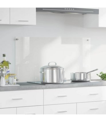 vidaXL Kitchen Backsplash Transparent 100 x 50 cm Tempered Glass — Size: 100 x 50 x 0.8 cm