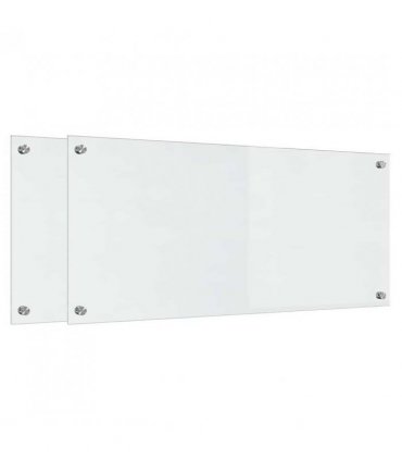 vidaXL Kitchen Backsplash 2 pcs Transparent 90 x 40 cm Tempered Glass — Size: 90 x 40 x 0.8 cm