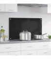 vidaXL Kitchen Backsplash Black 90 x 50 cm Tempered Glass — Size: 90 x 50 x 0.8 cm