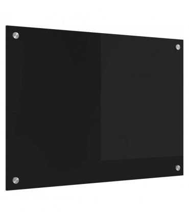 vidaXL Kitchen Backsplash Black 70 x 50 cm Tempered Glass — Size: 70 x 50 x 0.8 cm