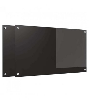 vidaXL Kitchen Backsplash 2 pcs Black 90 x 50 cm Tempered Glass — Size: 90 x 50 x 0.8 cm
