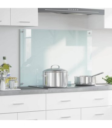 vidaXL Kitchen Backsplash Milk 90 x 60 cm Tempered Glass — Size: 90 x 60 x 0.8 cm