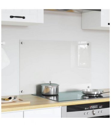 vidaXL Kitchen Backsplash Transparent 80 x 50 cm Tempered Glass — Size: 80 x 50 x 0.8 cm